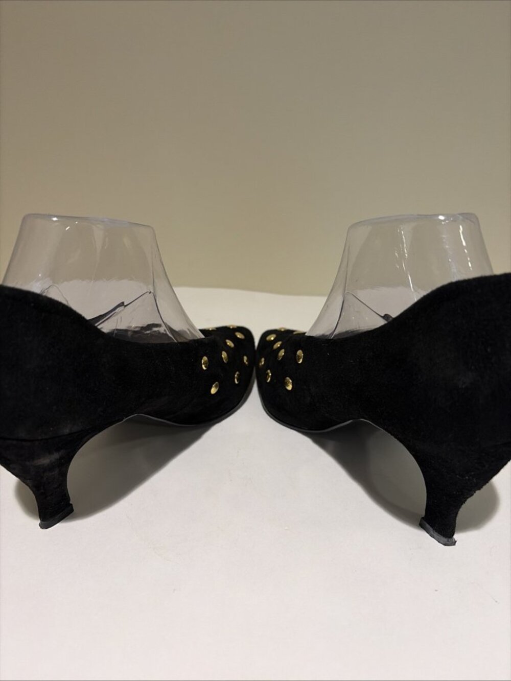 Rush Hour Express Suede Pumps Gold Studs Women's Size 9.5B Black Evening Party - Picture 7 of 11